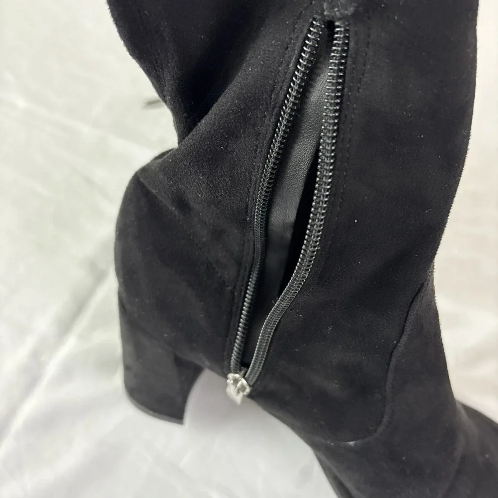 Marc Fisher Okun Over The Knee Black Faux Suede‎ Boots Size 7.5 M Preppy Western